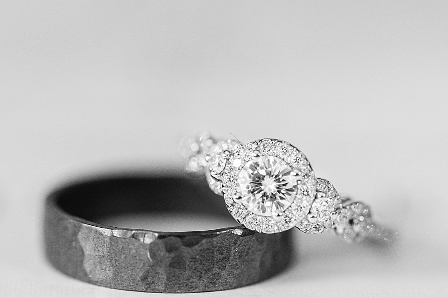 macro wedding ring shot black and white