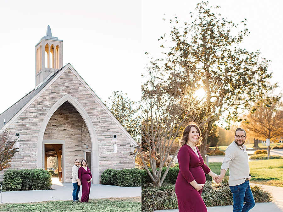 glowing maternity session at chapel