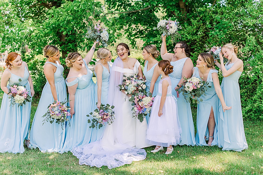 blush and blue elegant church wedding