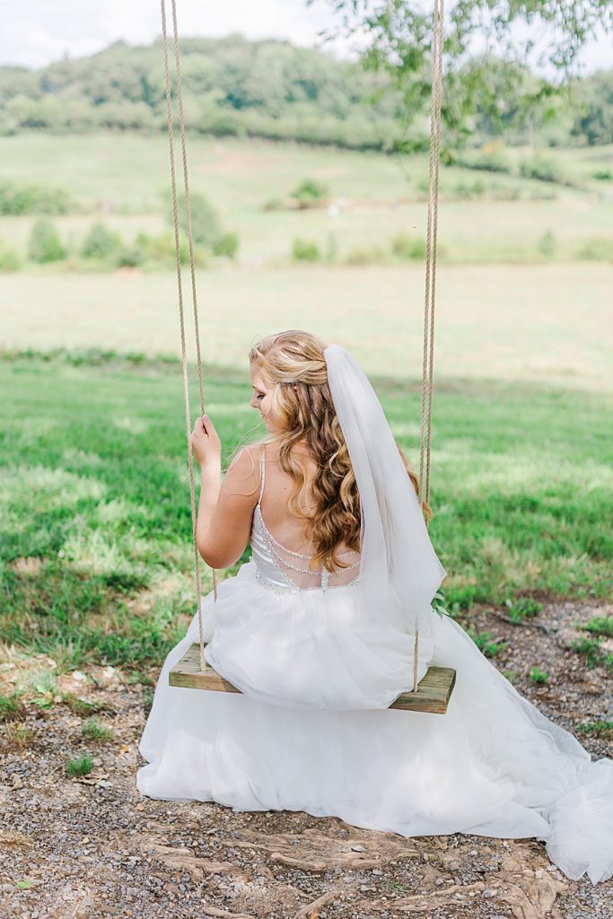 bride on tree swing