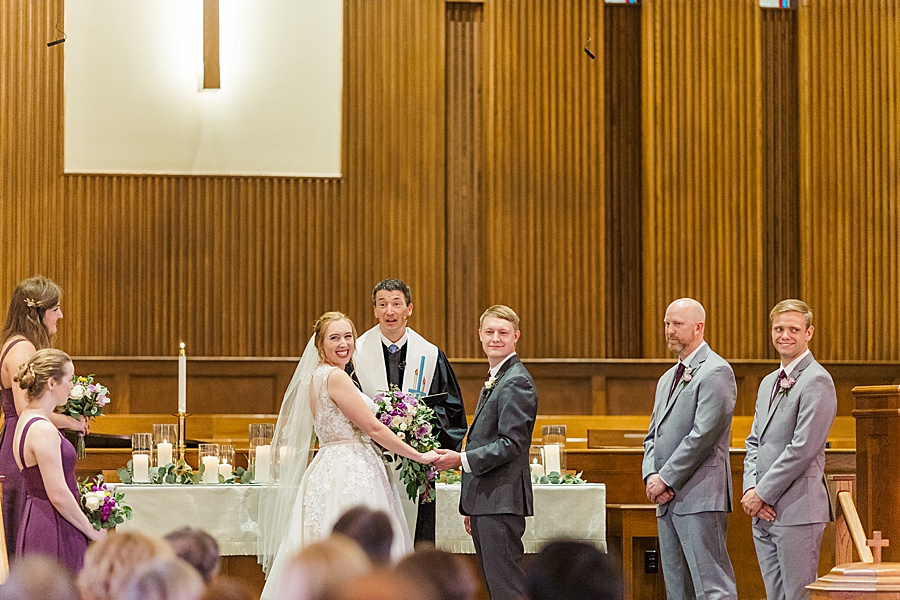 joyful bride and groom