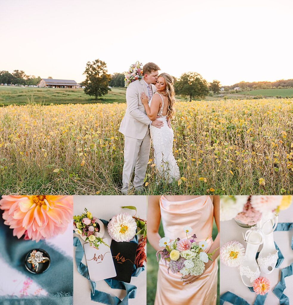 Lake at Willow Oaks colorful floral wedding