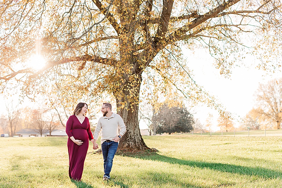 fall color maternity session maroon dress