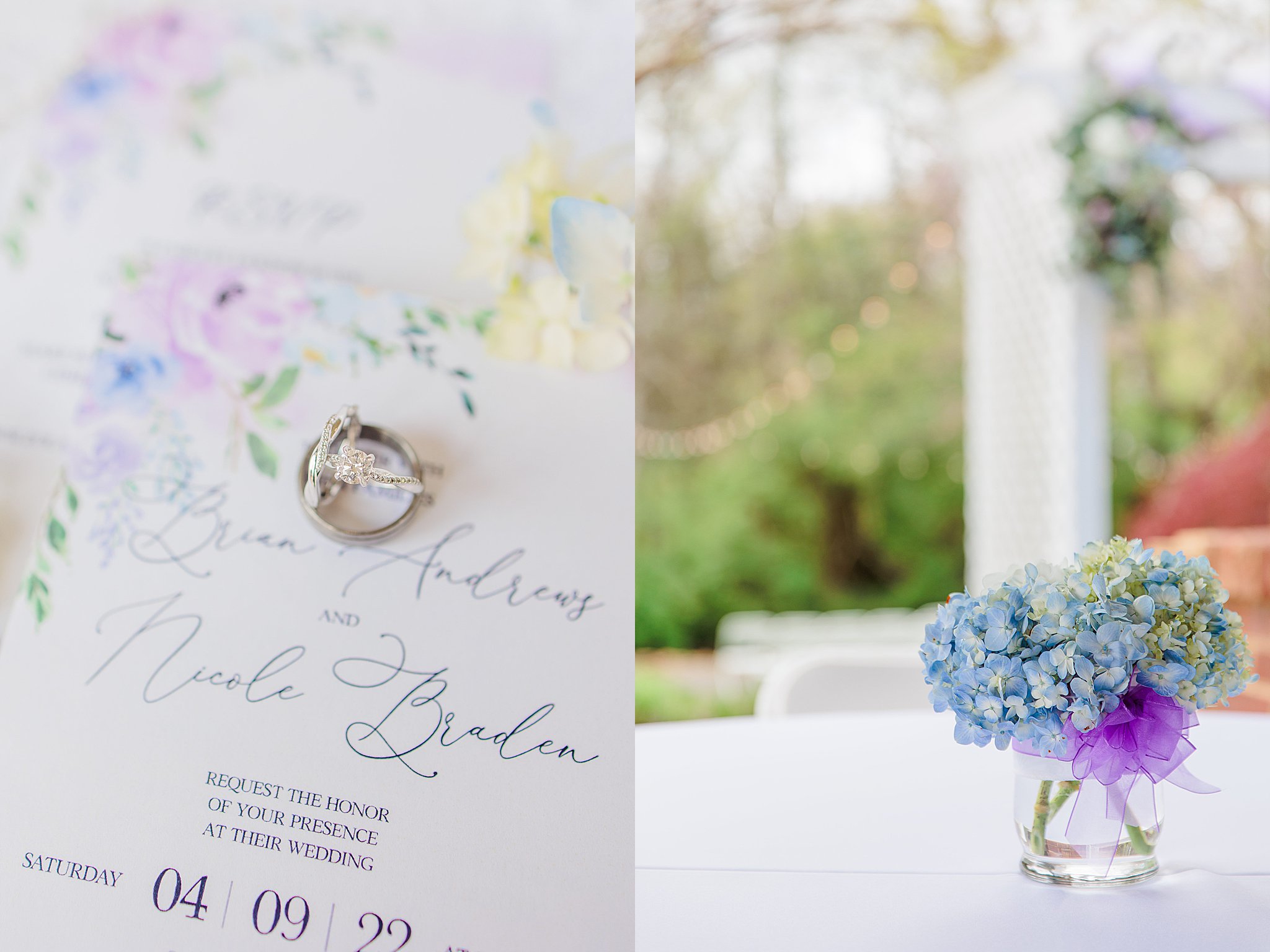 lavender and blue wedding details