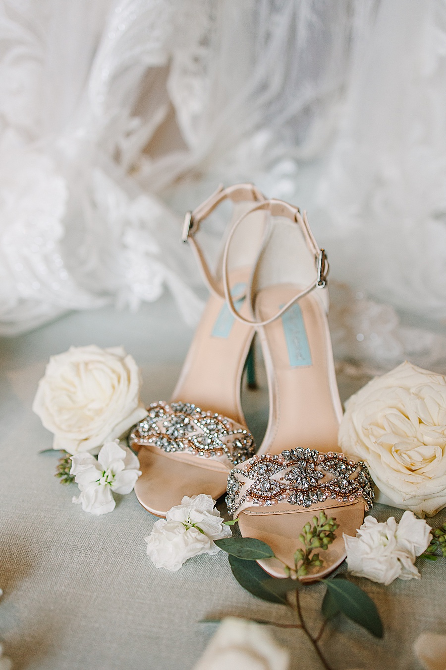 Beaded wedding shoes with white roses, Jackson Terminal in Knoxville TN by Mandy Hart Photo, Knoxville TN Wedding Photographer