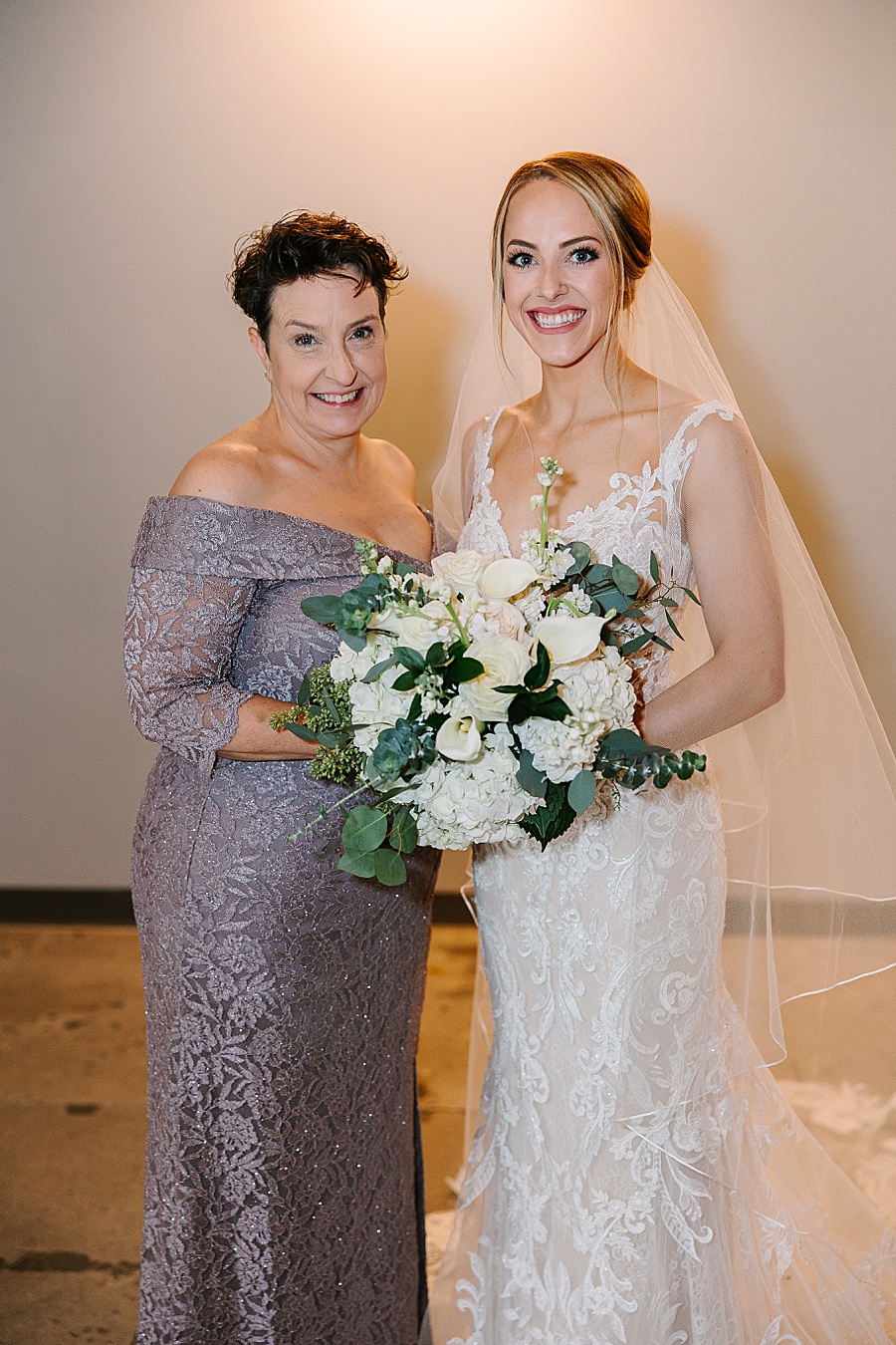 Bride and mother portrait at Jackson Terminal in Knoxville TN by Mandy Hart Photo, Knoxville TN Wedding Photographer