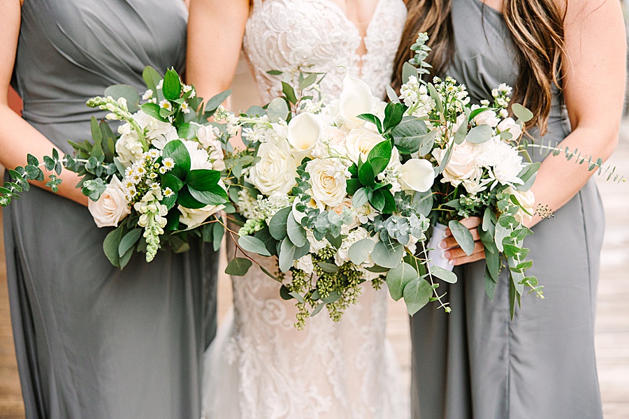 Bridal bouquets at Jackson Terminal events wedding in Knoxville TN by Mandy Hart Photo, Knoxville TN Wedding Photographer