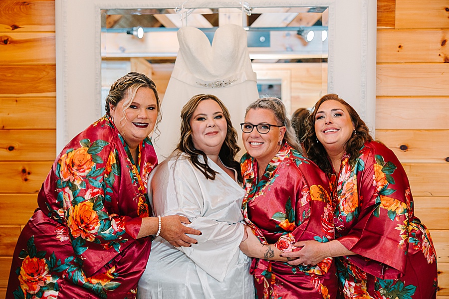 Bridal party in silk robes getting ready for wedding at Venue at Greenbrier Estate by Mandy Hart Photo Knoxville Wedding photographer
