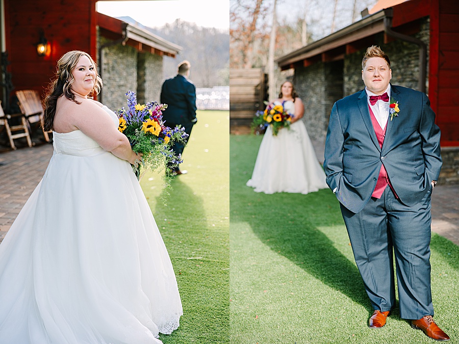 first look with bride and bride at LGBTQ wedding at Venue at Greenbrier Estate by Mandy Hart Photo Knoxville Wedding photographer