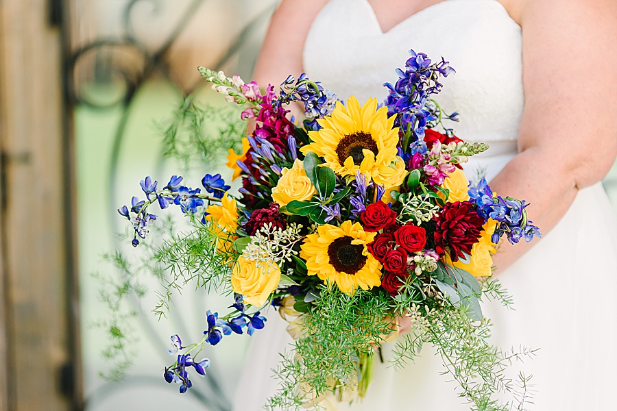 vibrant bridal bouquet at wedding at Venue at Greenbrier Estate by Mandy Hart Photo Knoxville Wedding photographer