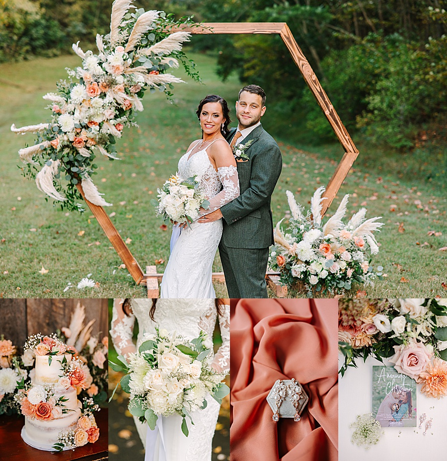 fall wedding in colors dusty rose and ivory