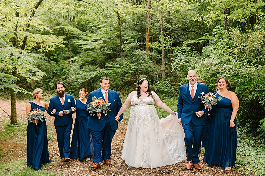 bridal party walking 