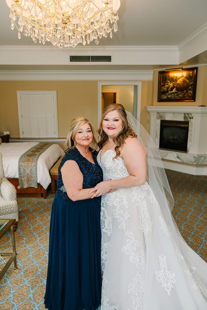 bride and groom smiling on wedding day