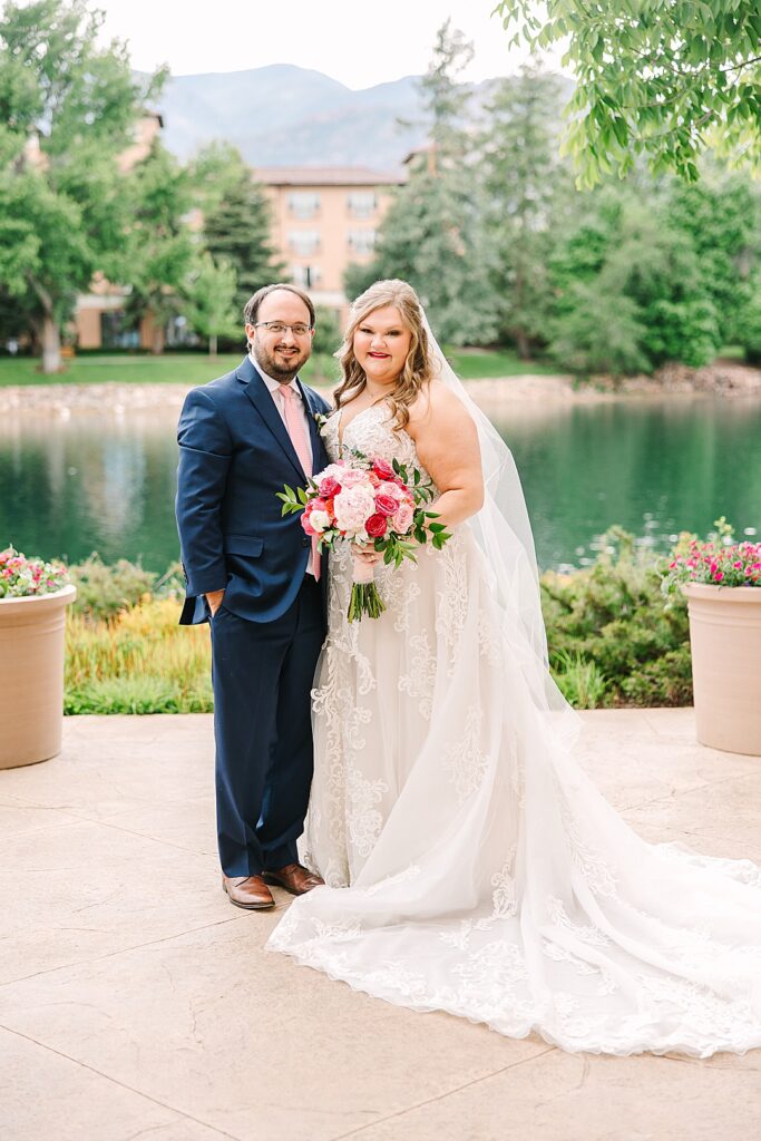 bride and groom portrait on wedding day