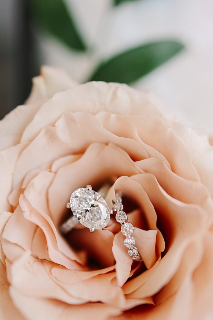 wedding ring in peach rose