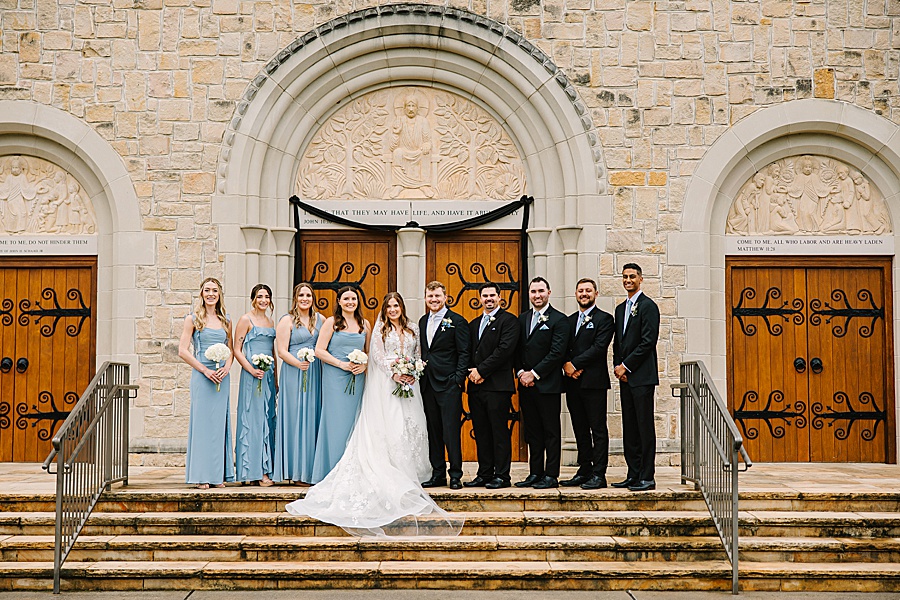 wedding party outside of catholic church