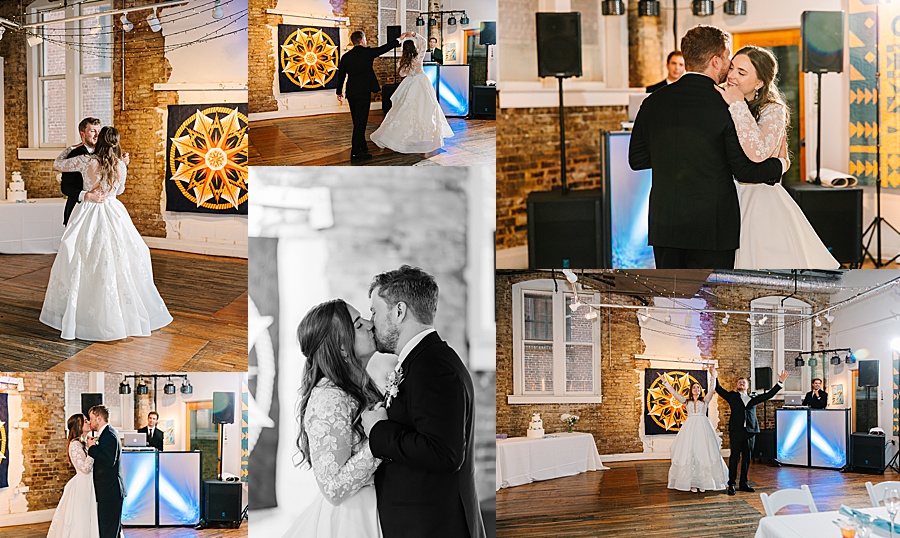 bride and groom during their first dance