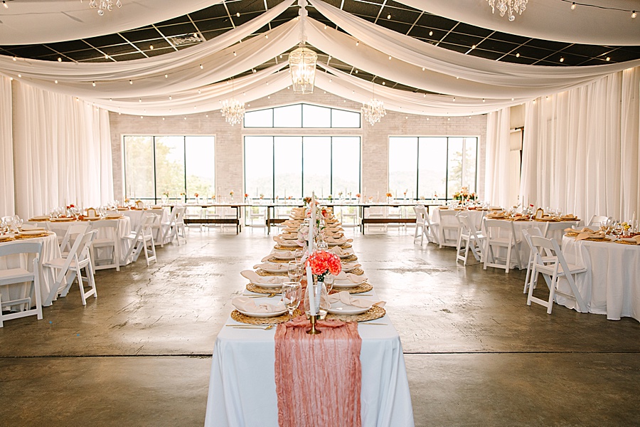 reception hall at the venue at the bluffs spring wedding