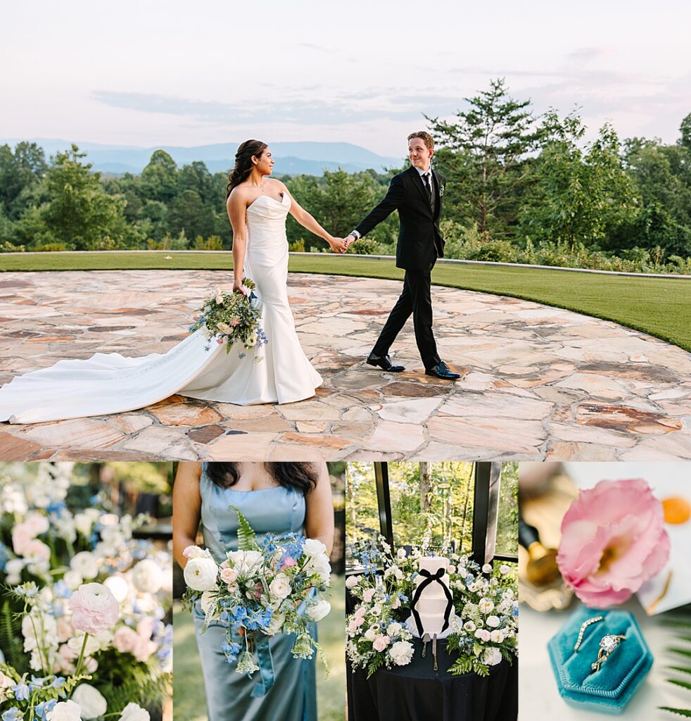 Glass House at Nichols Heir wedding day with lush florals